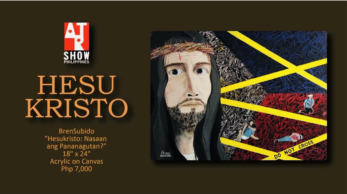 biancadava's tweet photo. LOOK: 128 artists showcase their personal view, religious reflection of Jesus Christ in an online exhibit, “Hesukristo: Filipino Artists’ Interpretation of Jesus Christ.” It is on view on Art Show Philippines’ Facebook page. @ABSCBNNews https://t.co/Gyhipf5JcC