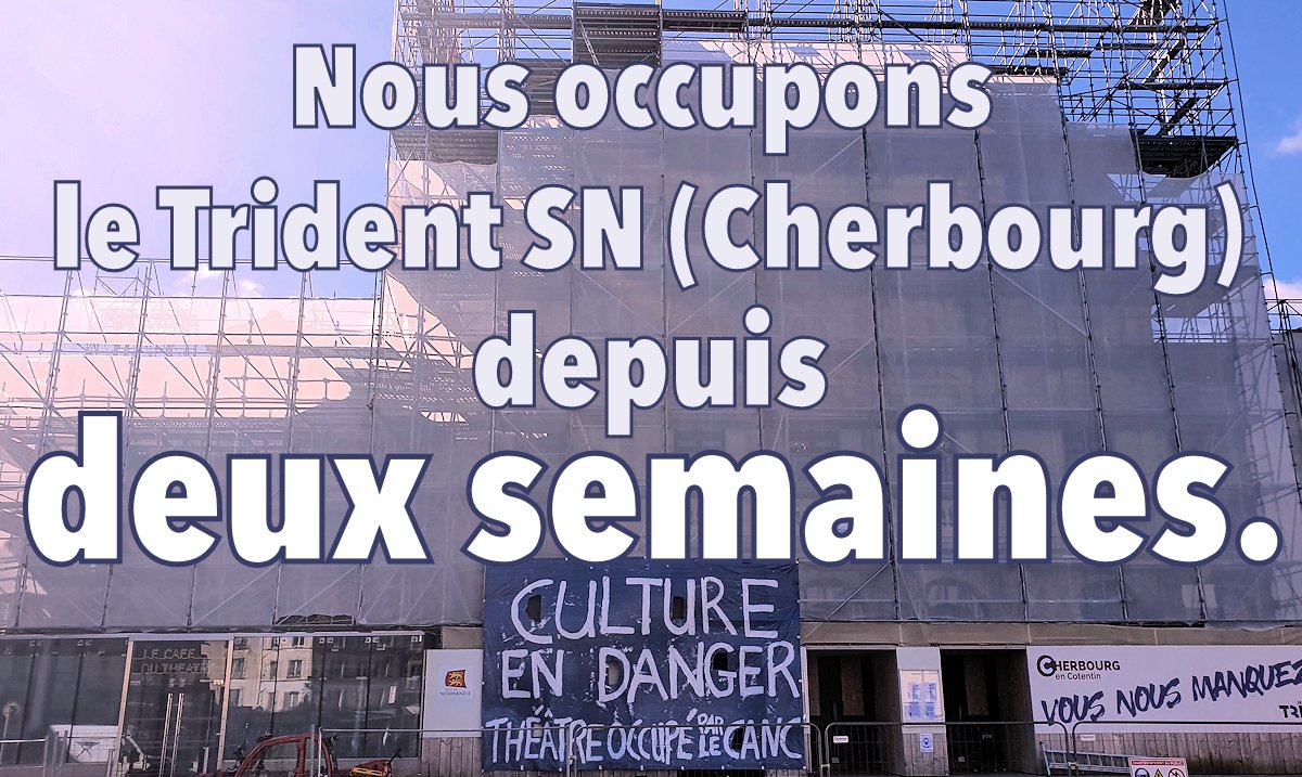 canc_cherbourg's tweet photo. #TridentOQP #cherbourg #cotentin #cultureendanger #culturesacrifiée #théâtre #théâtreoccupé #intermitents #spectaclevivant #culturepourtous #cultureendanger #réouverturedeslieuxculturels #printempsinexorable #feuvertpourlaculture #scenenationale #lavieautrident #occupationpartout https://t.co/BW1Gid2dU0