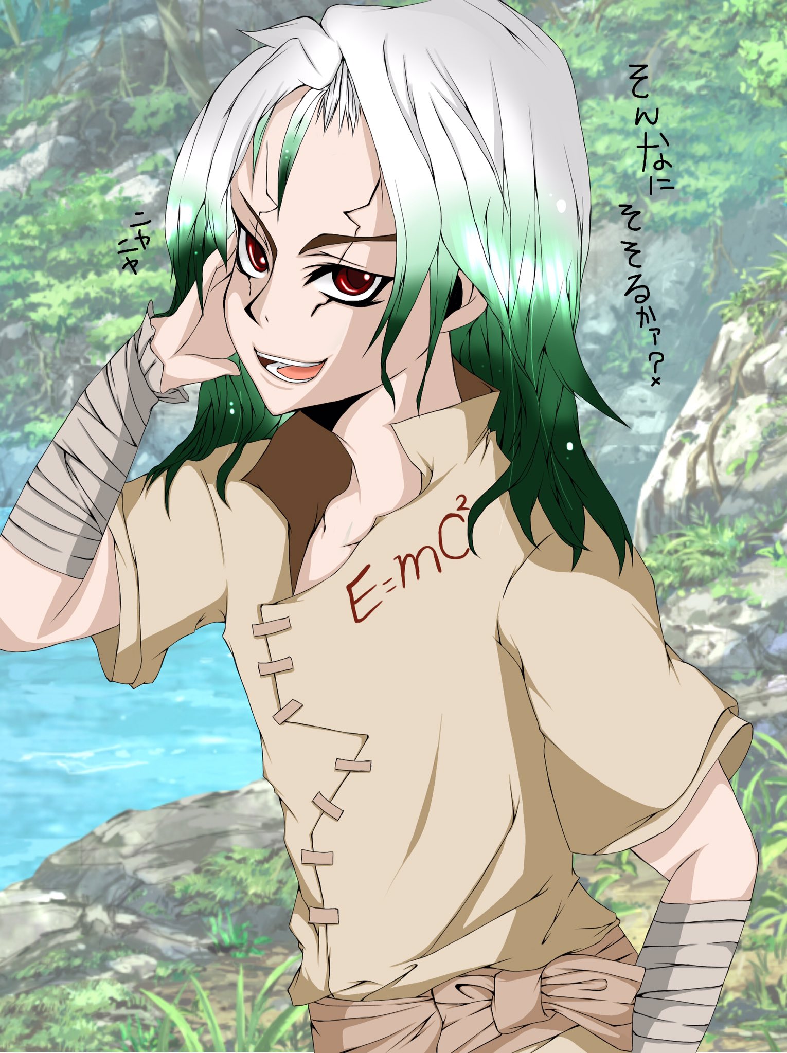 日和 お絵かき ドクターストーンの千空 髪下ろし好きすぎて グラデーションやるの楽しかったです 絵描きさんと繫がりたい イラスト好きな人と繋がりたい ドクターストーン 石神千空