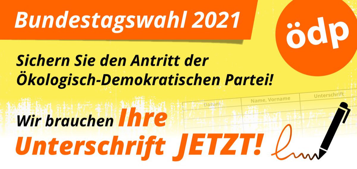 oedp_de's tweet photo. Gute Tat zu Ostern? #Demokratie stärken – mit nur einer Unterschrift und einer Briefmarke! Sog. „nicht etablierte Parteien" müssen Unterstützungsunterschriften sammeln, um zur Bundestagswahl zugelassen zu werden. Hier kannst du uns dabei unterstützen: https://t.co/8LCdRCrTK0
#ÖDP https://t.co/IcKBKQFDq8
