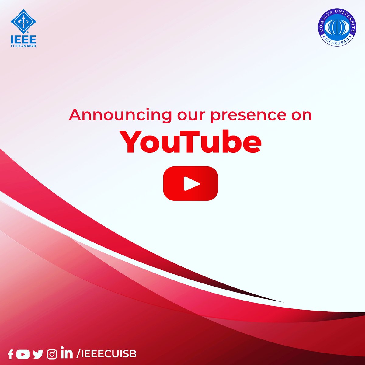 ieee_comsats's tweet photo. Announcing our Presence on YouTube!!
Link to our Channel: https://t.co/skIok2TE6H
@CIITIslamabad
#IEEE #IEEECUI #IEEEPES #IEEECS #IEEERAS #IEEEEMBS #IEEEWIE #IEEER10 #YouTube #Channel #Networking #Development #Trending #Technology #TechNews #Social #ConquerTheFuture https://t.co/4ahyEP68Gf