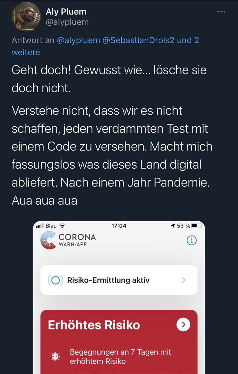 Warum das Potential der #CoronaWarnApp noch nicht ausgeschöpft ist: Kurzgeschichte in 4 Pics. Bitte helft mit aufzuklären! 
Wer Einfluss hat: verbessert d Prozesse! QR-Codes gehören in JEDE Teststelle, wer keinen bekommt: Verifikationshotline für TAN anrufen: 0800 7540002. Pls RT