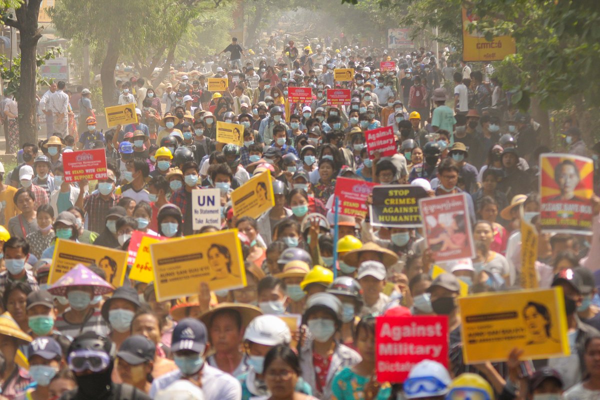 Some call him Myanmar #Baahubali (an indian fictional hero). Some call him "Little Panda". 
Whatever it is, Ko Wai Moe Naing, a student leader is still leading #Monywa people for more than 50 days without fail. A true role model for all of us!

#WhatsHappeningInMyanmar 
#Apr2Coup