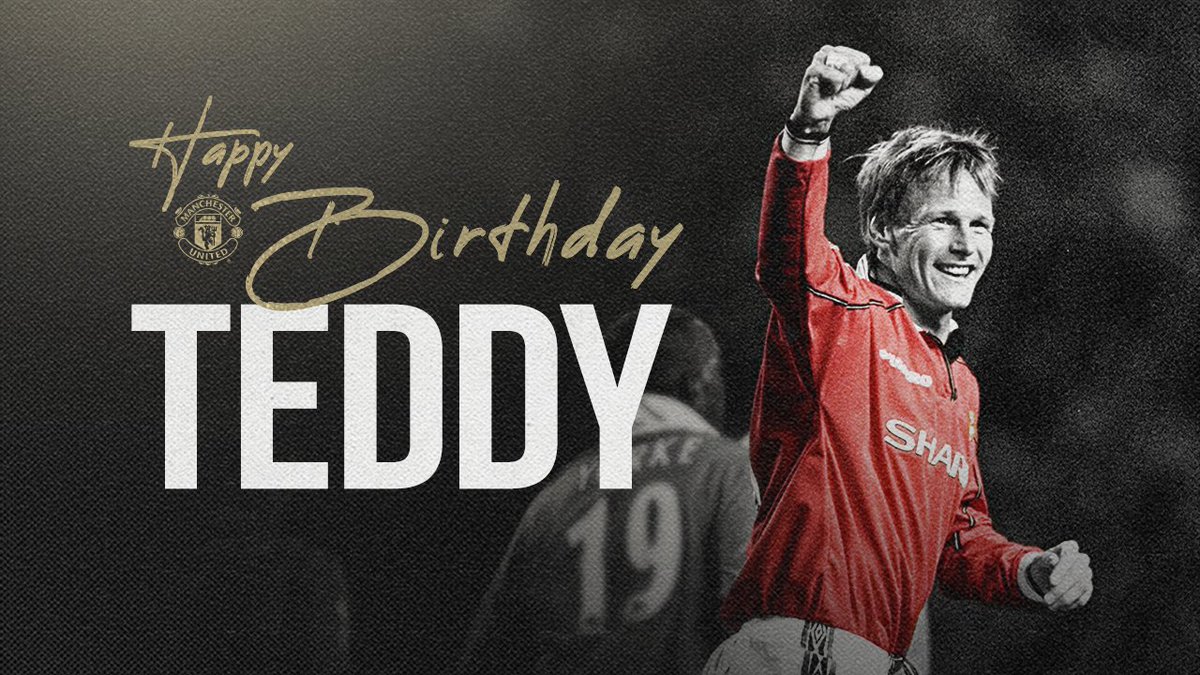 ManUtd's tweet photo. Happy 55th birthday to our former striker Teddy Sheringham! 🎂

#MUFC https://t.co/GxUvDmz216