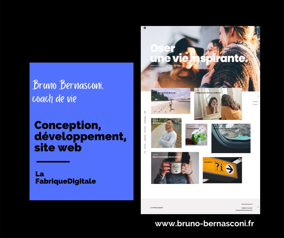 CathLathiere's tweet photo. Voici la dernière réalisation de la Fabrique Digitale : le site de Bruno Bernasconi, coach de vie en ligne 
✅ Stratégie communication digitale
✅ #webdesign, refonte logo
✅ #developpementweb #WordPressDevelopment 
✅ #referencementnaturel #SEO
👉 https://t.co/C2XaGMWHdl https://t.co/vda2zR7HV1