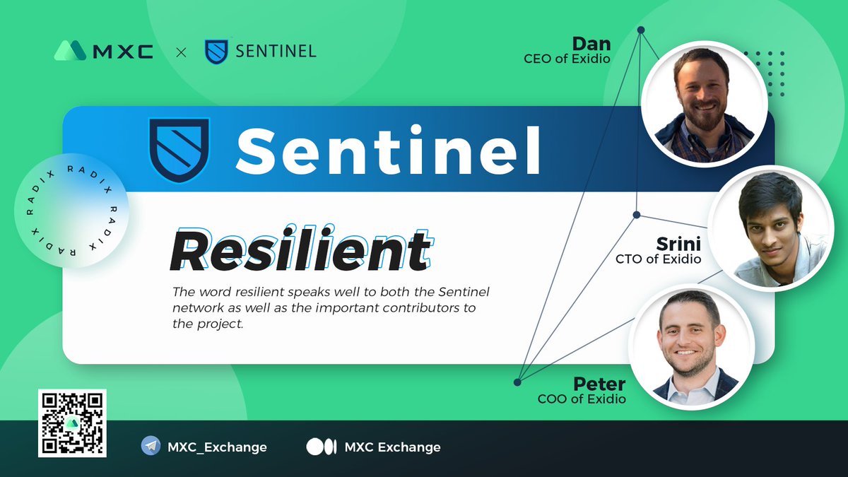 MEXC_Official's tweet image. $DVPN is now available on @MXC_Exchange: mxc.com/trade/easy#DVP…

"Resilient" is the word @Sentinel_co team used to describe their project.

Check the full recap of the #AMA if you missed the live one we did with Dan, Srini &amp;amp; Peter⬇️

bit.ly/2PjkMyt

 #MXCRecaps #DVPN