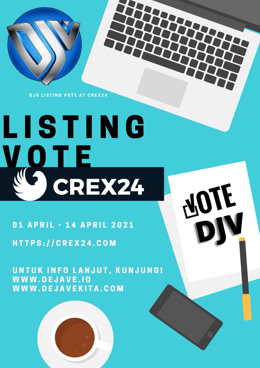 djvcommunity's tweet photo. Don't forget vote $DJV at https://t.co/MX7nj3ffqD..
Thanks for participate...
Best regard @NANDODEJAVE  @Crex_24
See our project https://t.co/mU4uOxbJyl https://t.co/lSqqcgasEs

#DJV #VEX #CREX #LISTING #BTC #ETH #TRX #doge #CryptoNews #Crypto #NFT #cryptocurrencies #Airdrop https://t.co/GpKk1Lg4pB