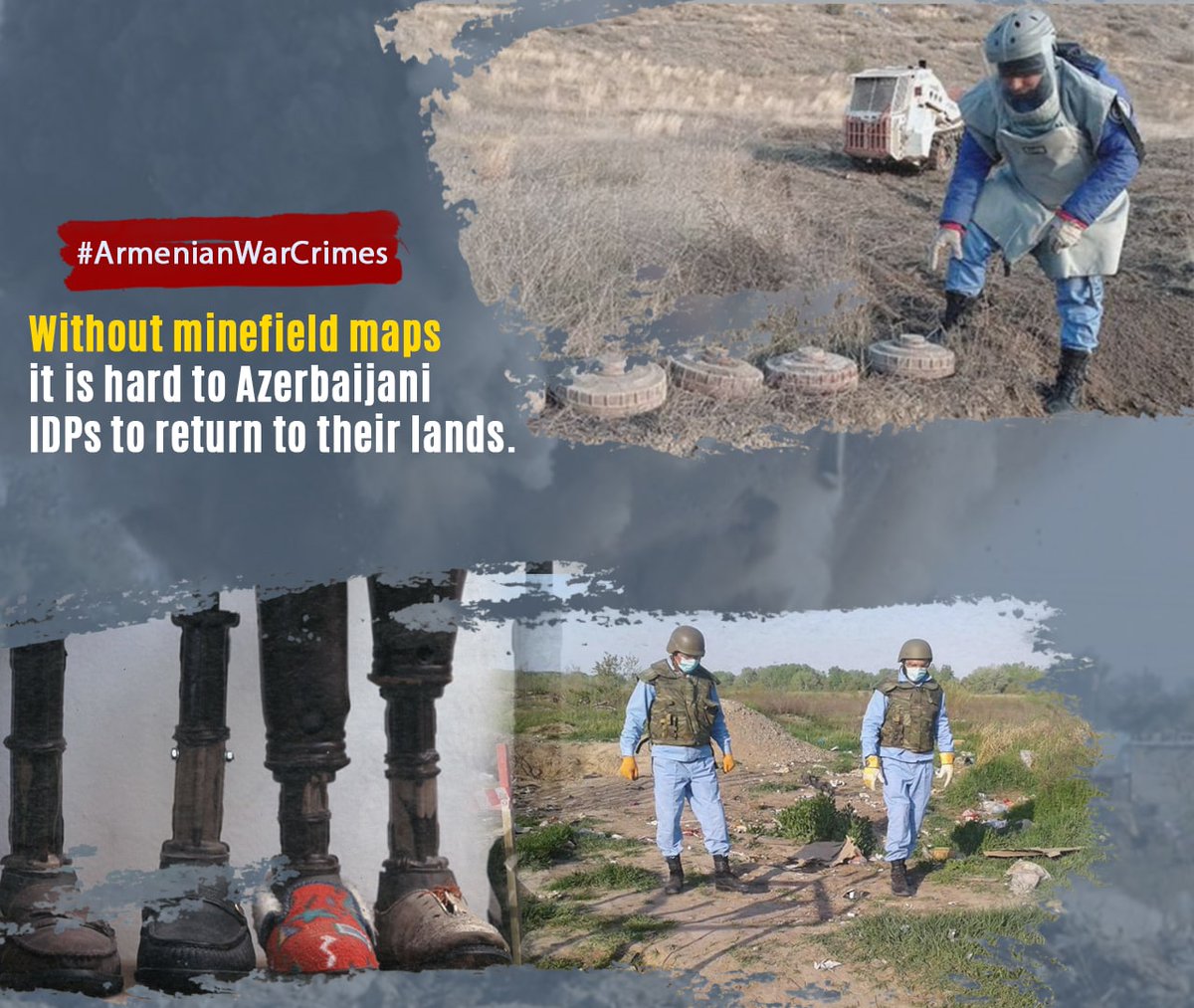 itsaitach's tweet photo. Although 4 months have passed after the signing of an agreement to end military conflict, Armenia's refusal to share maps of the  mined territories with Azerbaijan threatens regional peace and stability. #ArmenianWarCrimes #IMAD2021 @UN_HRC @coe https://t.co/61BoE7Uuvd