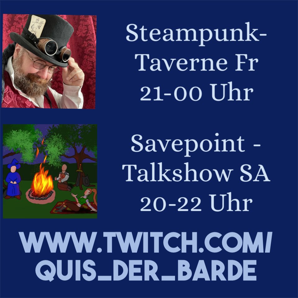 quisDERbarde's tweet image. Hier der Streamplan für dieses Wochenende. Heute Livemusik und morgen quatschen wir über Pop-Kultur und wie sie uns geprägt hat. #twitchDE #stream #quisutdeusmusic #quisderbarde