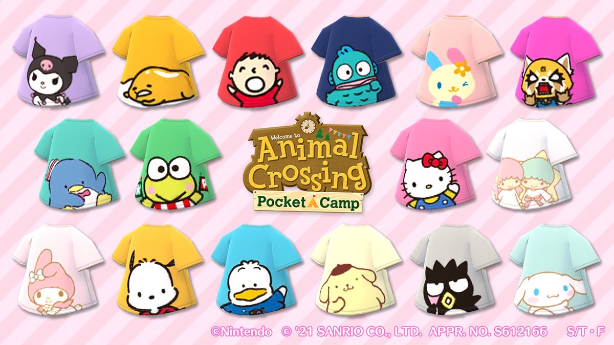 Pocket Camp On Twitter Sanrio Characters T Shirts Are Now Available In The Animal Crossing Pocket Camp Game Check Out Reissue Crafting For The T Shirts That Appeared In 2019 Https T Co Rkbryyrou8