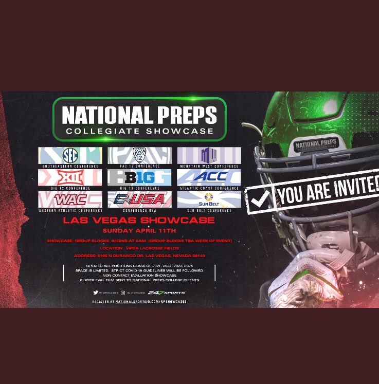 Grateful to be invited to the National Preps Collegiate Showcase @coach_OFFA