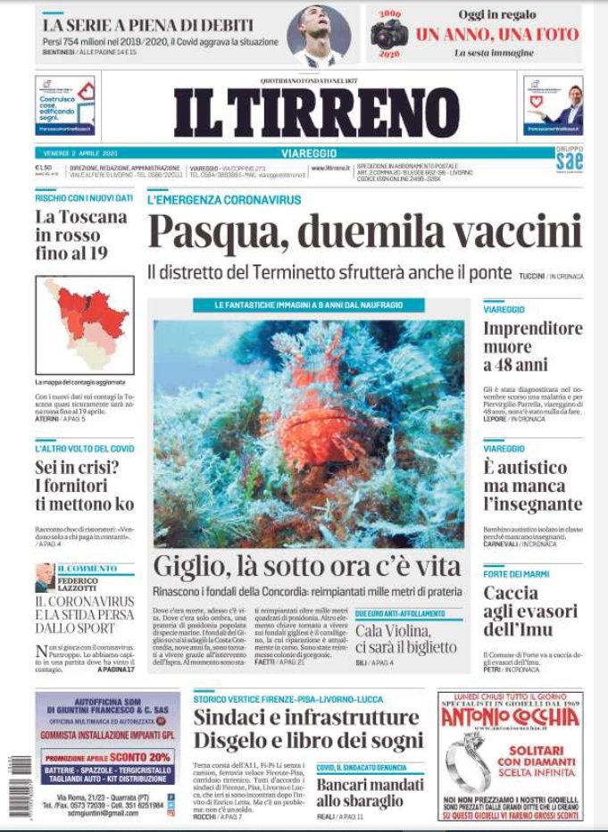 #buongiorno con la #primapagina de <a href="/iltirreno/">Il Tirreno</a> (edizione di Viareggio) <a href="/TirrenoVersilia/">Il Tirreno Versilia</a> <a href="/cristianomeoni/">cristiano meoni</a>  <a href="/dfastelli/">danilo fastelli</a> <a href="/CinottiLuca/">Luca Cinotti</a>