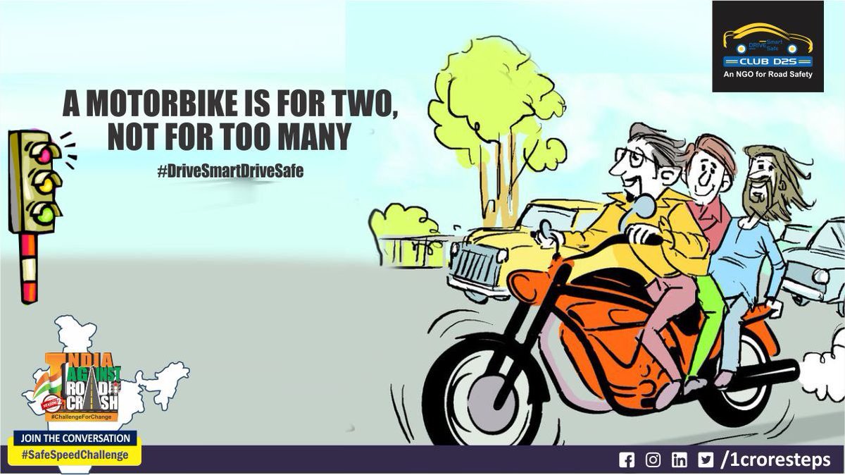 ClubD2S's tweet photo. A Motorbike that carries more than two people is an open invitation to danger!

Extra Load on a two-wheeler can result in a breakdown risking fatal accidents

Be wise &amp; choose to ride safely every day.

Visit https://t.co/MwzAYp5OHw &amp; start with taking the Road Safety Pledge. https://t.co/8so2ZtBtgl