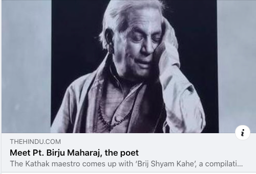 navinajafa's tweet photo. https://t.co/wCMD6RfeHr
Meet Poet Pt. #Birjumaharaj A interview - Q- So, who are you? Dance is my mirror. I am merely a vichaar dhara (thought process).
#performingindia #navinajafa #kathak
#poetry #poet #panditbirjumaharaj #dancebeyondstage #heritage #kathak @MadhuriDixit https://t.co/74WaMs8ois