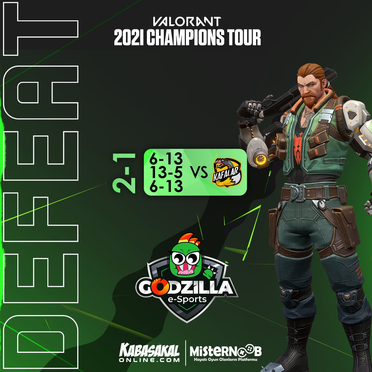 İlk kez girdiğimiz ve son 16 ya kalarak mücadele ettiğimiz VCT CHALLENGERS TÜRKİYE 2. Aşamasında <a href="/KafalarEsports/">Kafalar Esports</a> a 2-1 yenilerek veda ediyoruz. Rakibimizi güzel oyunlarından dolayı tebrik eder başarılar dileriz. Biz ise önümüzdeki maçlarda şaşırtmaya devam edeceğiz!

#GZ1win