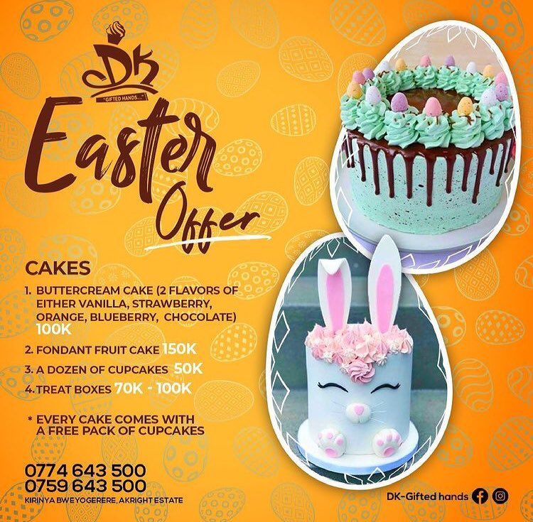 ZimbaMart's tweet photo. Catch @dkgiftedhands’ special easter offer on cakes, cupcakes and treat boxes while it lasts! #eastersales #cakes #fondant #cupcakes #zimbamart https://t.co/i3pwyMzCGu