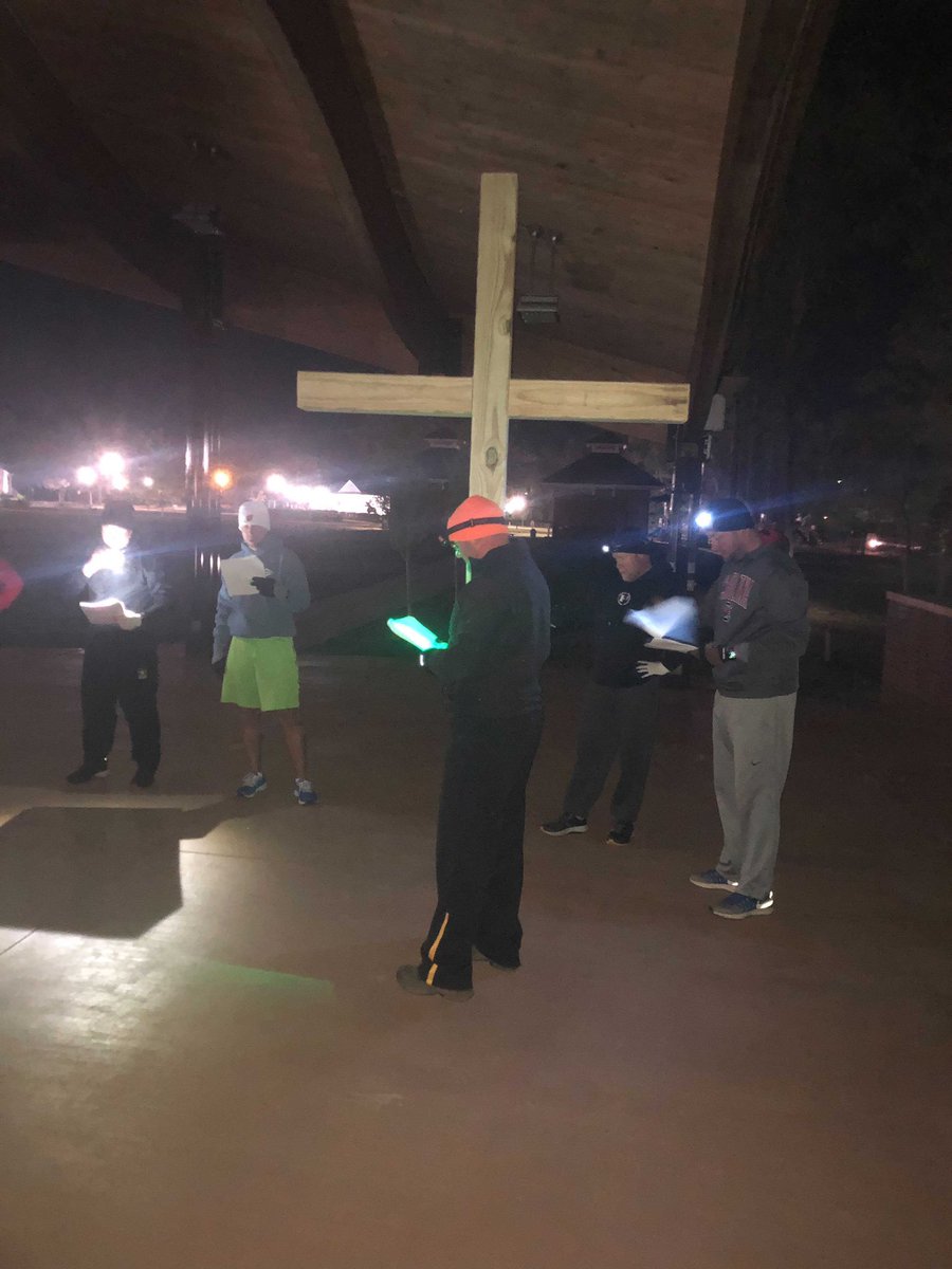 F3_Rudder's tweet photo. 13 HIM’s (1 FNG Grouper) took turns bearing a cross (152 lbs if you’re wondering) around B’wood for a @F3Sawmill Stations of the Cross beatdown. Tired and humbled, yet surrounded by brothers. Good start to a difficult day. @F3Columbia @f3_valhalla @f3sandlot #F3Counts #GoodFriday https://t.co/vR8Z1ZHYph