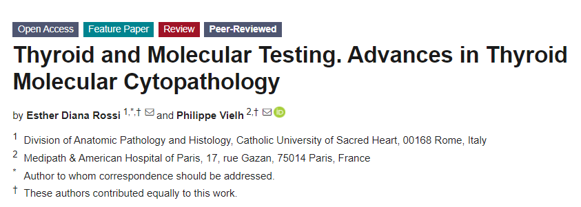 JMP_MDPI's tweet photo. New publication 👉Thyroid and #Molecular_Testing. Advances in #Thyroid Molecular #Cytopathology
#thyroid_cancer #molpath #cytopath #fine_needle_aspiration @PVielh @DianaEstherossi
🔗https://t.co/SA9AZ50fhs https://t.co/JjpMR6mRep