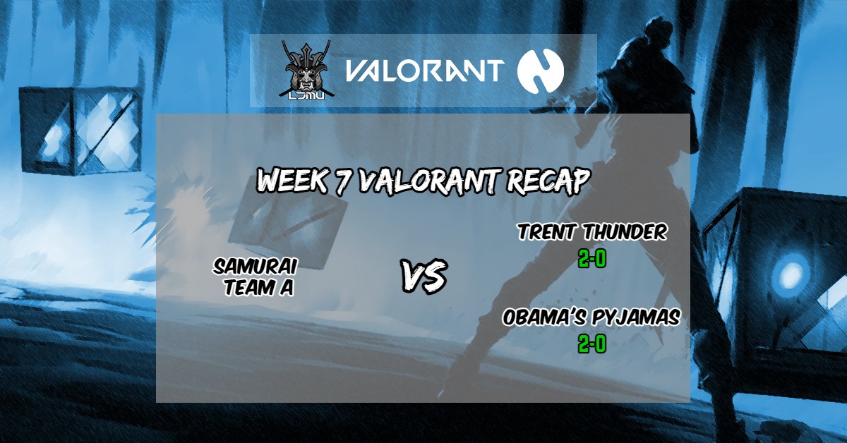 LJMU Esports & Gaming (@ljmugg) on Twitter photo 🎮Week 7 Valorant Esports Recap🎮
👾NUEL👾
Samurai Team A VS <a href="/NTUGamerSociety/">NTUGamerSociety</a> TT: 2-0
Samurai Team A VS @LUU_eSports OP: 2-0
Two massive dubs for the week A!! Final week is next week! 😎 🎮Week 7 Valorant Esports Recap🎮
👾NUEL👾
Samurai Team A VS <a href="/NTUGamerSociety/">NTUGamerSociety</a> TT: 2-0
Samurai Team A VS @LUU_eSports OP: 2-0
Two massive dubs for the week A!! Final week is next week! 😎