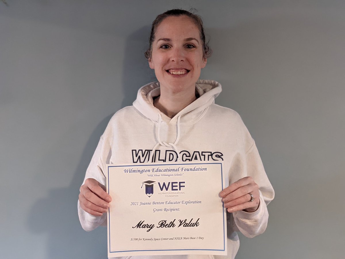 CONGRATS to <a href="/WilmMiddle/">WMS</a> Math/Science Teacher Mary Beth Valuk for being awarded our Joanne Benton Educator Exploration Grant to visit Kennedy Space Center and attend NASA's Mars Base 1 this summer. <a href="/NASAKennedy/">NASA's Kennedy Space Center</a> @WilmingtonPS #NASA #WilmingtonMA