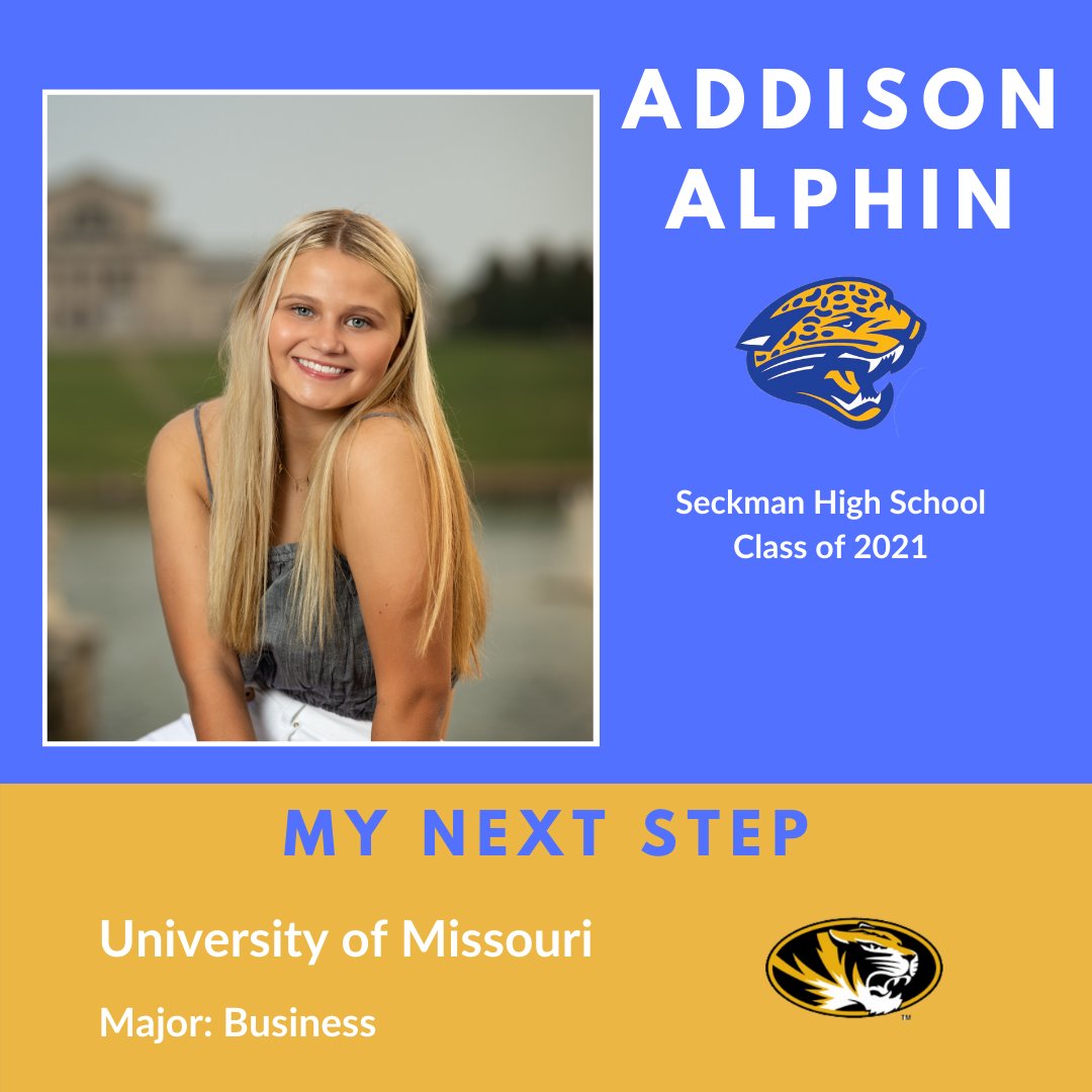FoxC6Schools's tweet photo. Congratulations to this week’s #FoxC6Strong Senior Spotlights from @SeckmanHigh!

Addison Alphin:  @Mizzou
Hunter Elias: @STLCC
Ian Flanagan: @SEMissouriState

Seniors who have finalized their plans can go to https://t.co/tAk5eexexP to be featured! https://t.co/xQtu0HJ1Ss