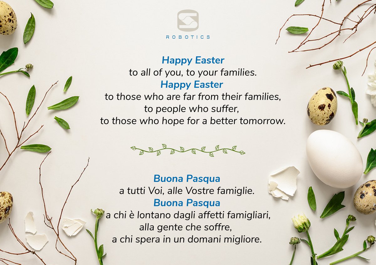 Happy Easter
to all of you, to your families.

Happy Easter 
to those who are far from their families,
to people who suffer, to those who hope for a better tomorrow