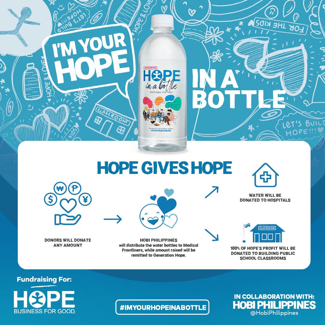 HobiPhilippines's tweet photo. “Comforting me now, Blue”

As a continuation of #ImYourHOPEinaBottle, we are raising donations to give water bottles to HOSPITALS in Manila. Water goes to FRONTLINERS while proceeds go to building of a classroom💙

Let us give a little bottle of HOPE💧

📎 https://t.co/NGmBi2v14j https://t.co/ZWpyJUXv7O