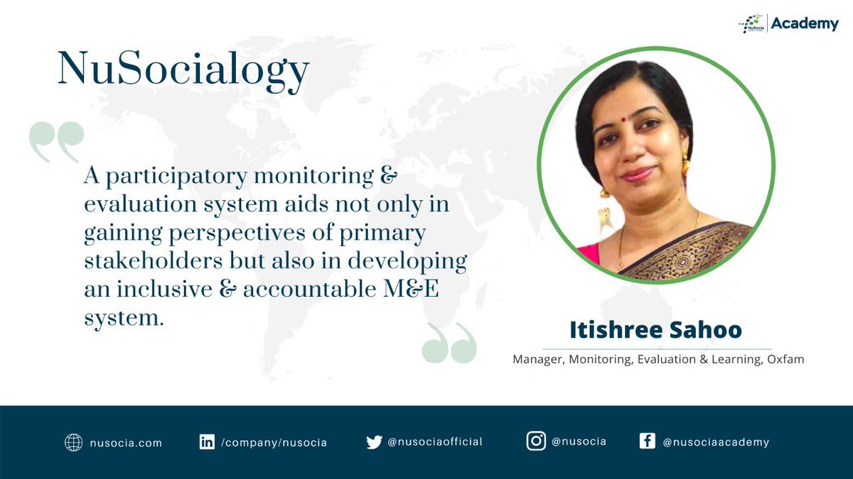 NuSociaOfficial's tweet photo. Listen to Ms. Itishree Sahoo, Manager, Monitoring, Evaluation &amp; Learning, Oxfam @oxfamgb talk about ways in which organisations can build inclusive and accountable participatory M&amp;E system.

Watch the video here: https://t.co/p0TsIcW0Aj

#monitoringandevaluation https://t.co/KlVfcWnS9p