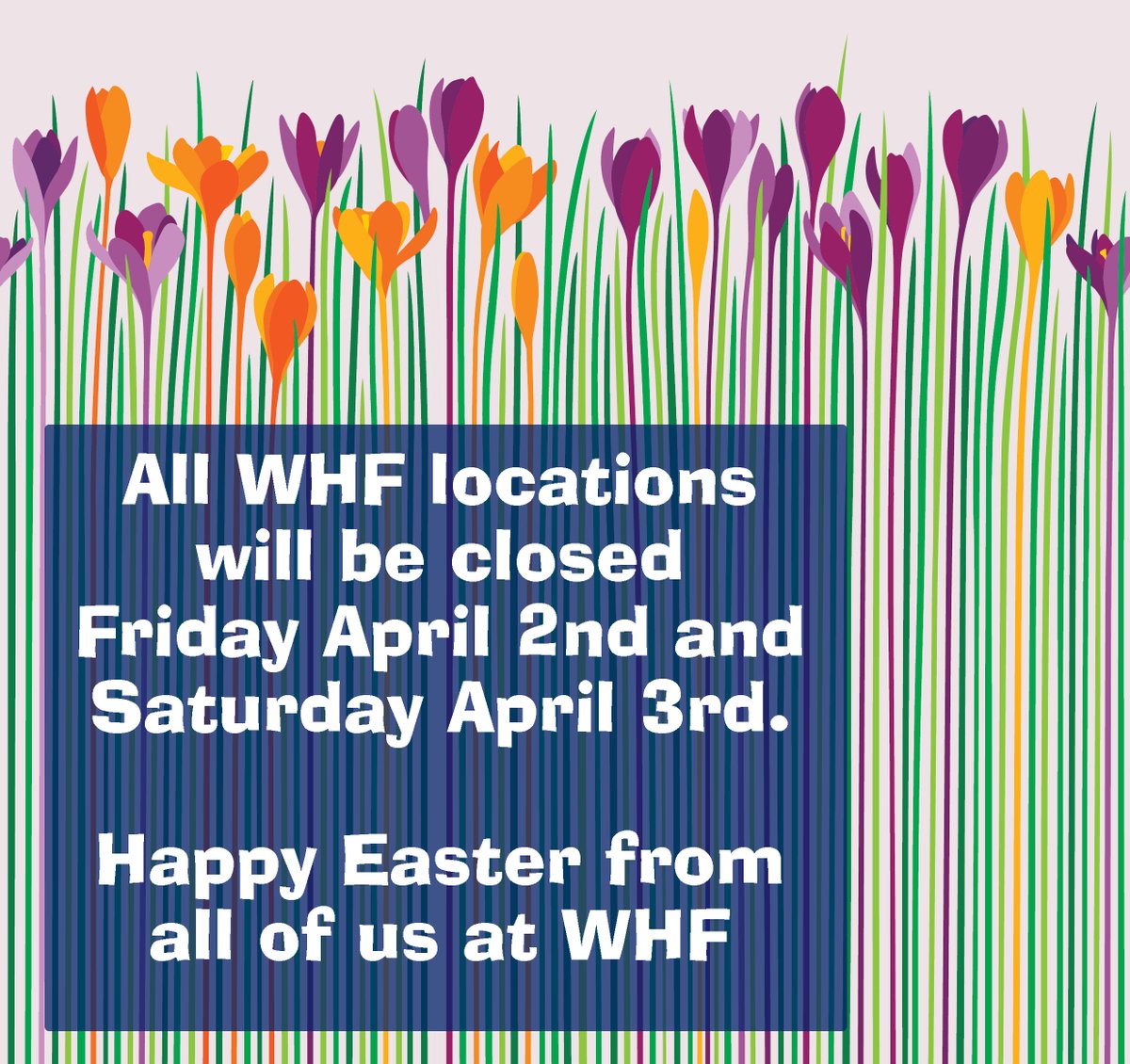 WYHealthFairs's tweet photo. WHF Wishes you and your family a very Happy Easter!

We will be closed Friday and Saturday in observance of the holiday. https://t.co/mrZTEQuDuq