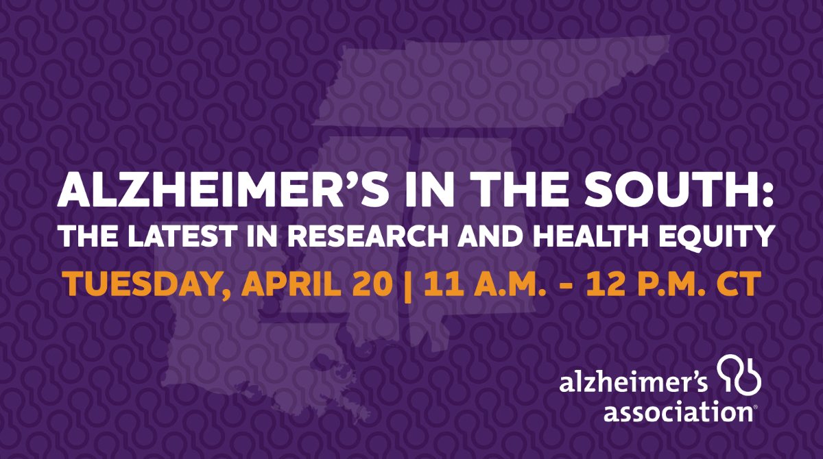 endalztn's tweet photo. Join our conversation with Alzheimer's Association Director of Scientific Engagement, Dr. Percy Griffin to learn about the latest scientific breakthroughs in dementia research &amp; how you can support our vision for health equity in the South. Register today: https://t.co/mtKSCj5hfO https://t.co/kponq3bleE