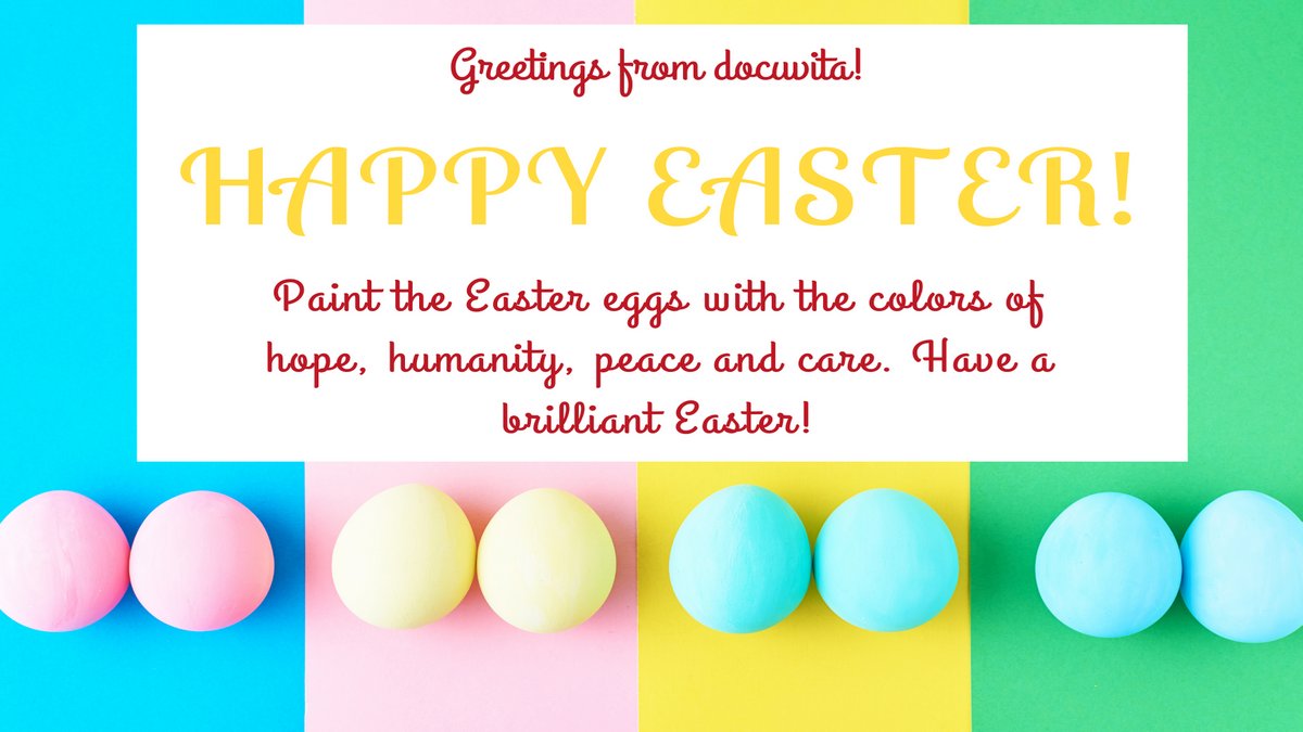 docuvitaInt_DMS's tweet photo. We wish all partners, customers &amp; their families a HAPPY EASTER ... of course with a successful Easter egg hunt and lots of delicious chocolate bunnies! 🐰 #docuvita #Easter2021 #eastereggs #EasterSunday #Easter2021 https://t.co/DT7cxE7XAy