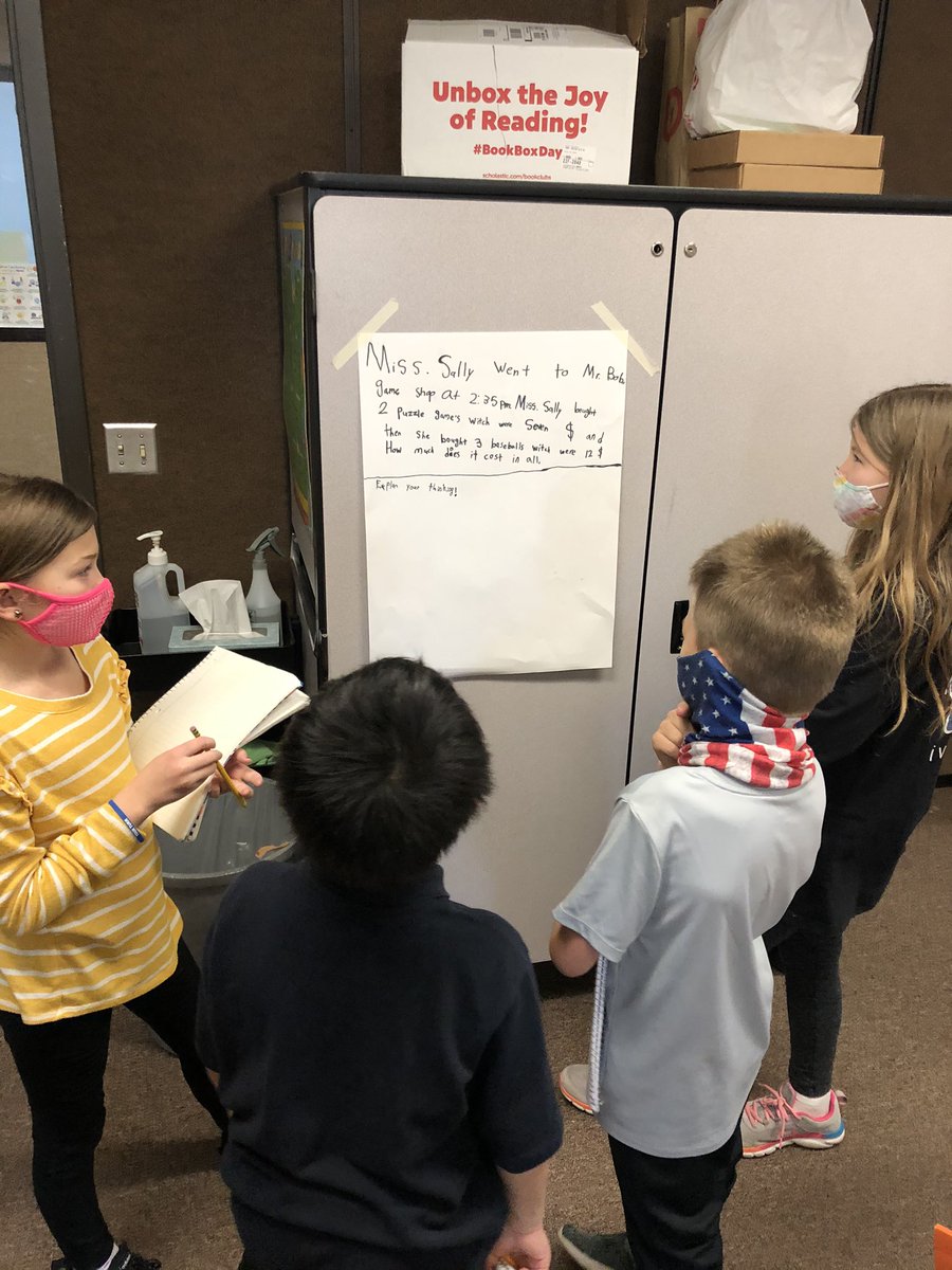 MsEnglemanEDU's tweet photo. This week students in 3LE worked in teams to create a multiplication or division word problem and then went around and solved the other problems their classmates made. We are getting so much better with division! #AHSchools #RamseyEaglePride https://t.co/LHoXKHzsFN