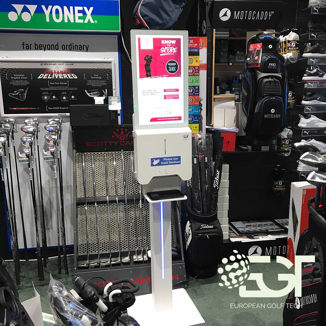 Euro_Golf_Tech's tweet photo. Great to visit Proshop at Lee on the Solent Golf Club and @KCaplehornPGA . A beautiful park and heathland course with its modern clubhouse and now one of our Digital Handsanitiser Units. #golf #golfisback #drivingthegame #takingyouforward #staysafe https://t.co/4aymFYf3bS