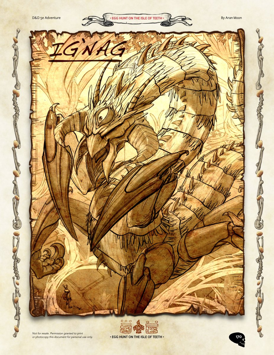 Aran0tang's tweet photo. We've unleashed a monstrous #DnD #TTRPG adventure upon the world for #Easter2021 via @dms_guild! Inspired by Japanese #Kaiju #Aliens #Predator Seven #Samurai  #Cthulhu Mythos &amp; #Dune we proudly present: EGG HUNT ON THE ISLE OF TEETH! ThanX for your support https://t.co/BX0olVBB4Z https://t.co/xs3zV7SMsj
