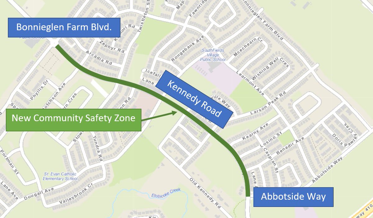 TownOfCaledon's tweet photo. As of Apr 7, part of Kennedy Rd will be designated as a Community Safety Zone (CSZ). 

A CSZ is a stretch of road, recognized under provincial legislation, with signage. If speeding in a CSZ, fines are doubled. 

More on CSZs: https://t.co/vBRqJTC1uY https://t.co/RrLbnvPk4X