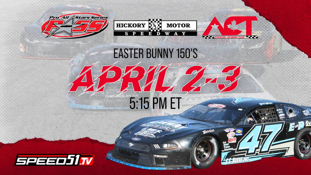 We're ready to kick 2021 off in style today at @hickoryspeedway. 150 laps for PASS Super Late Models and 125 for @ACTTour Late Models. Join us at the track or watch live on Speed51.TV. PPV Info: s51.tv/easterbunny