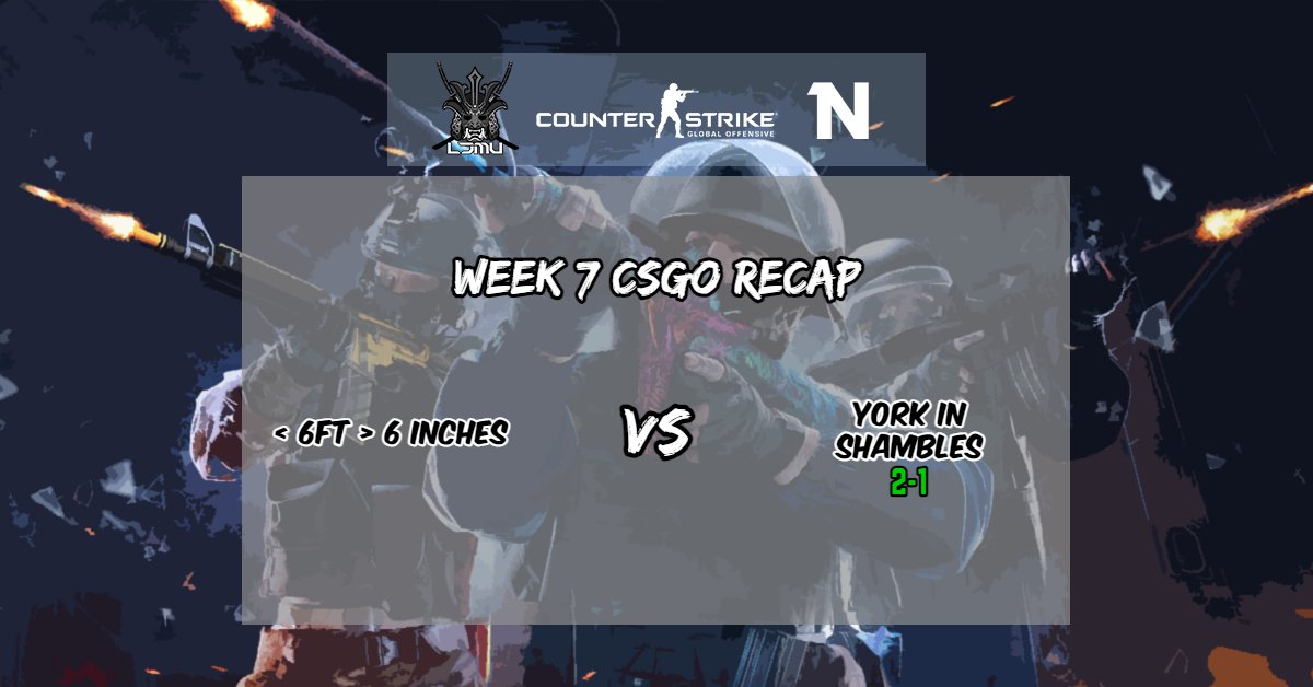 LJMU Esports & Gaming (@ljmugg) on Twitter photo 🎮Week 7 CSGO Esports Recap🎮
🕹️NSE🕹️
< 6FT > 6 Inches VS <a href="/UoYEsports/">University of York Esports</a> York in Shambles: 2-1
Nice little win for the CSGO team in #NSE 😎 🎮Week 7 CSGO Esports Recap🎮
🕹️NSE🕹️
< 6FT > 6 Inches VS <a href="/UoYEsports/">University of York Esports</a> York in Shambles: 2-1
Nice little win for the CSGO team in #NSE 😎