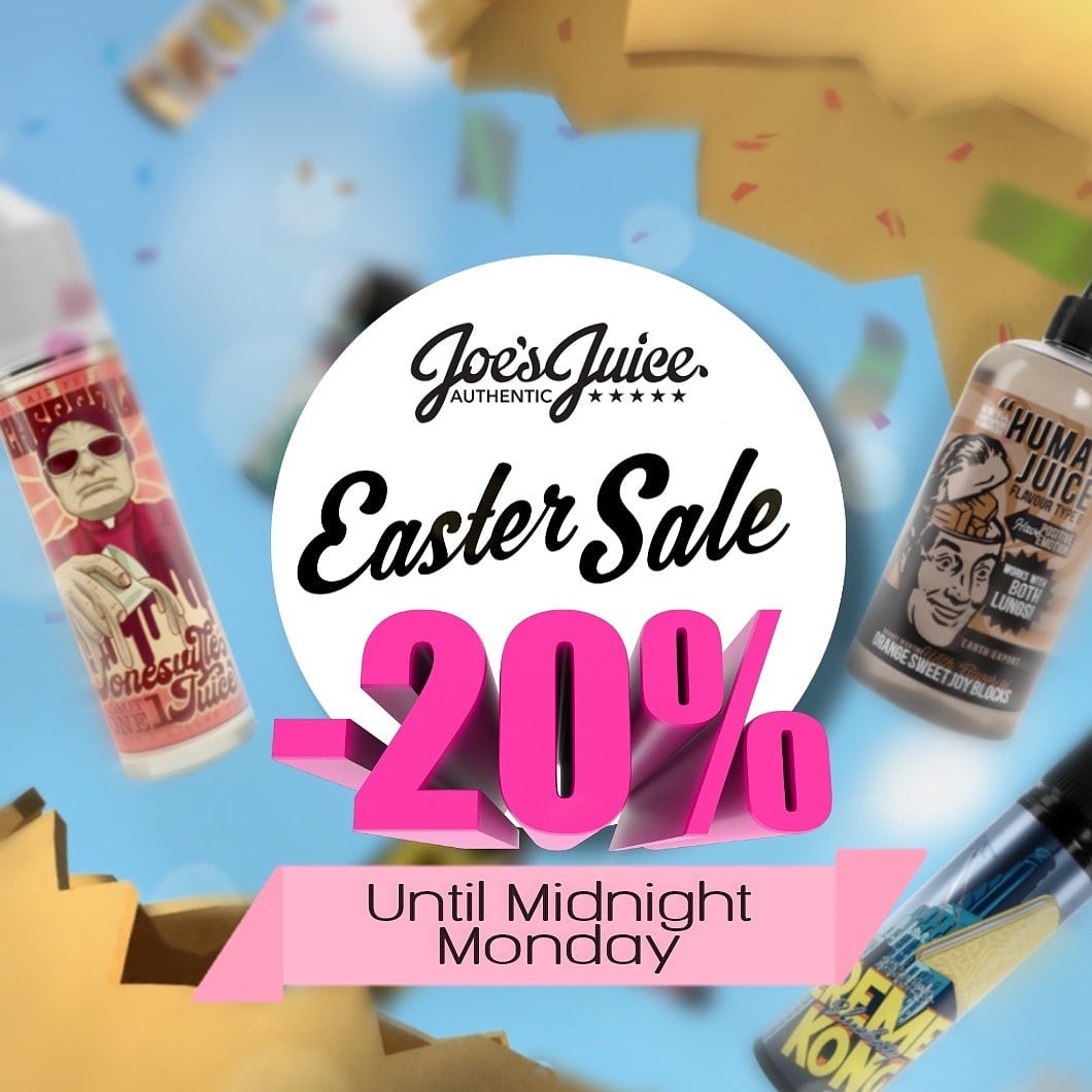 Easter Sale! 🐰

20% Off SITEWIDE Available until midnight Monday!

No Code Required!

#joesjuice
#eastersale

JOESJUICE.CO.UK

#sale #vapesale #vapediscount #eliquidsale #vapelife #vape #vapelyfe #vapecommunity #vapefam #vaping #vapeon #vapor #vapestagram #ejuice