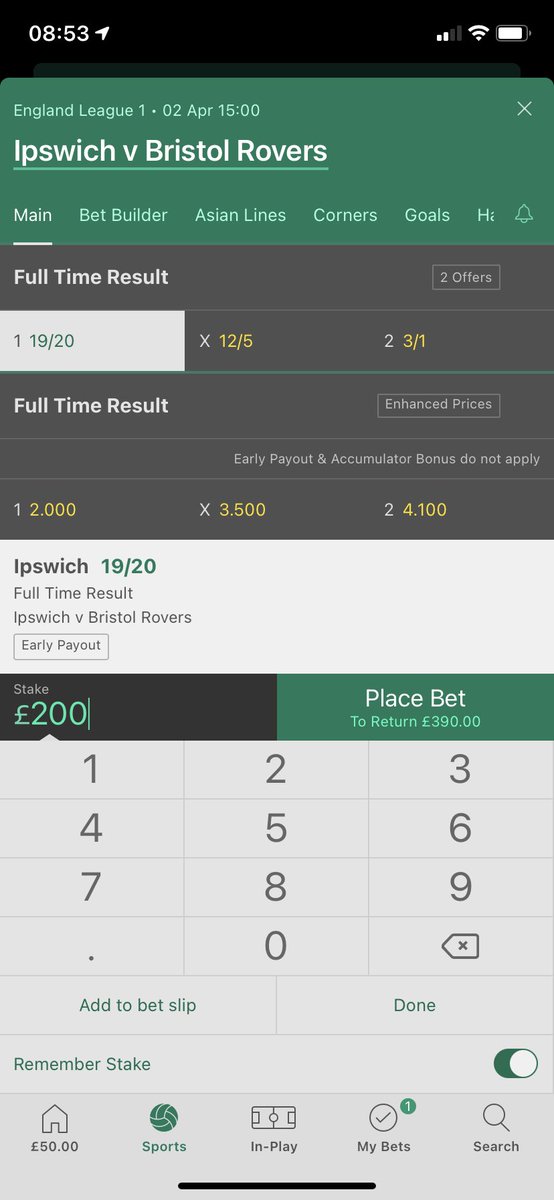 Good morning guys! My pick for Good Friday! Almost double your money on Ipswich to beat a free falling Bristol rovers today. After a full weeks training with they’re new manager I expect my team Ipswich to comfortably ease past rovers at high value odds ... thoughts guys?