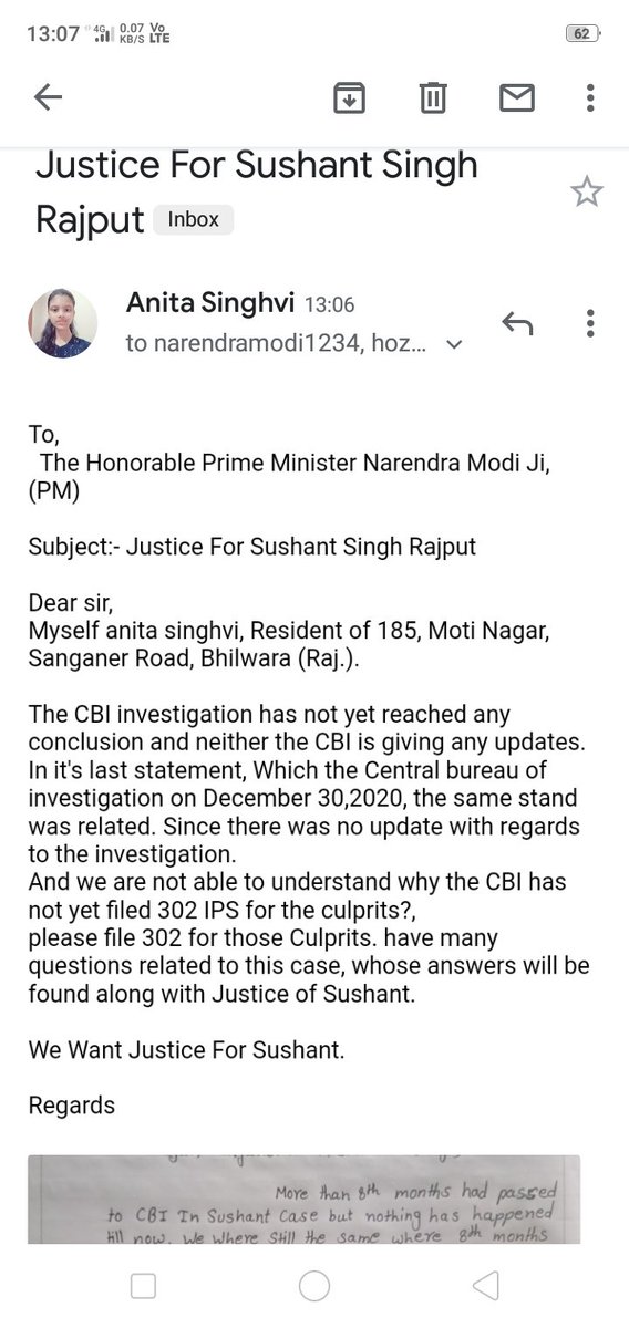 MAVS1421's tweet photo. The Hon'ble Prime Minister @narendramodi ji,I have emailed you letter.Look the email and kindly read it
#JusticeForSushantSinghRajput
@PMOIndia #EmailPMO4SSR
@withoutthemind @vikirti @shwetasinghkirt @cbic_india @ips_nupurprasad @Swamy39 @pradip103 @iujjawaltrivedi
@shekharsuman7 https://t.co/miPIaSHG62