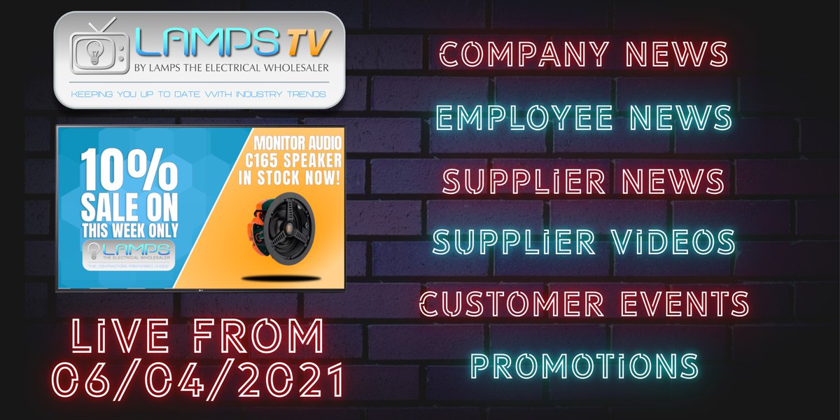 LAMPSElectrical's tweet photo. You may have noticed that in the past couple of weeks we have installed new TV's onto each of our trade counters! We will be using these to keep you up to date with Latest Industry News, Company News, Supplier News and much more! https://t.co/8wLbazyP2B