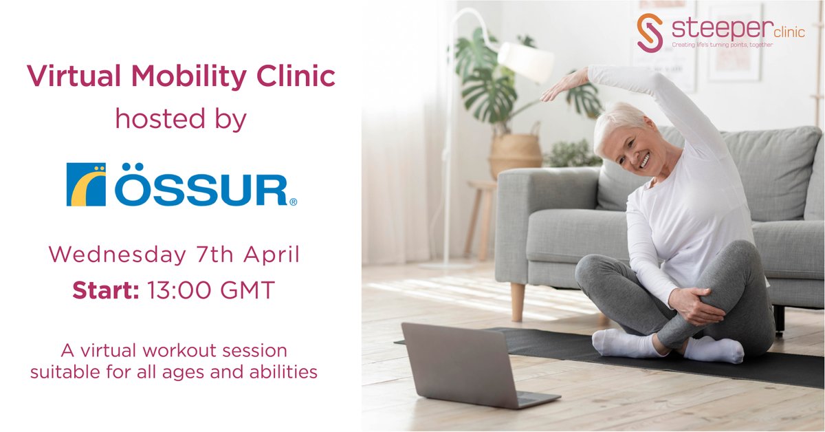 Össur will be hosting a virtual workout session on Wednesday 7th April at 1pm. The session will focus on specific mobility exercises, suitable for all abilities and ages. Be sure to register and invite your patients to join: ow.ly/iMNy50EeDY9

#MobilityWorkout #Wellness