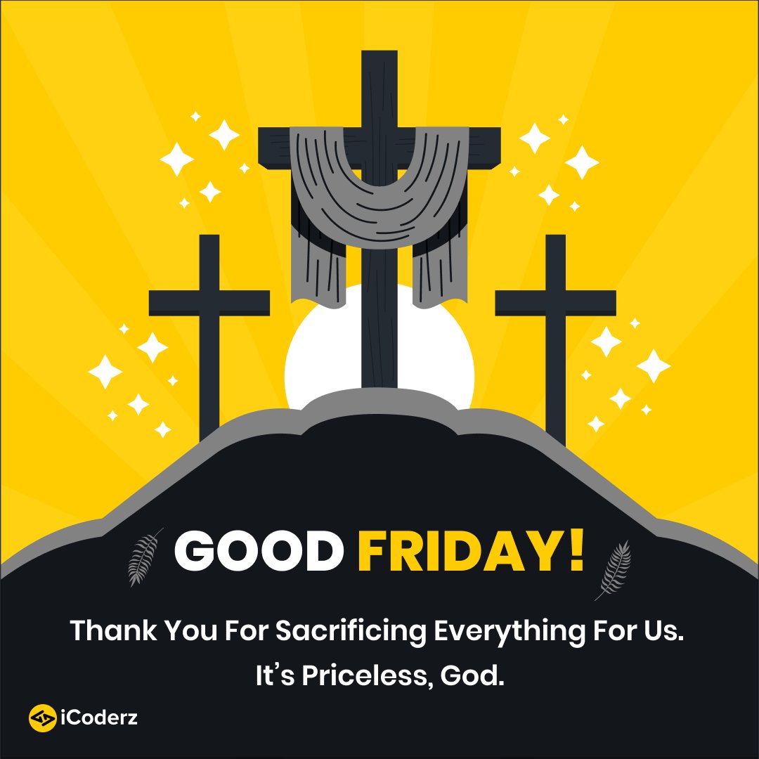 iCoderzinfo's tweet image. Praying 🙏that the Lord holds you in His Love ❤️ & Blesses you with His Grace on this Holy Day ✝️ & always ...
Have a Blessed Good Friday✝️🙏
#icoderzsolutions #RealityOfJesusChrist #GoodFriday #GoodFriday2021 #JesusChrist #peace #Blessings