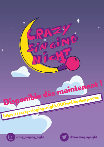 crazysinginight's tweet photo. E N F I N !!! Crazy Singing Night est dès à présent disponible sur votre navigateur 🥳

Bon jeu à tous, et n'hésitez pas à nous faire part de votre expérience sous ce tweet ! https://t.co/qPTInHMMOj