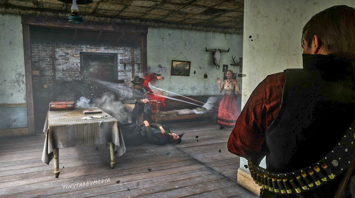 JonzKansz's tweet photo. Splatter shots starring the O'Driscolls! #outlawsforlife #reddeadredemption2 #StoryMode #rockstargames #reddeadphotography #virtualphotography #tinytabbymedia https://t.co/zJyLMmkUgR