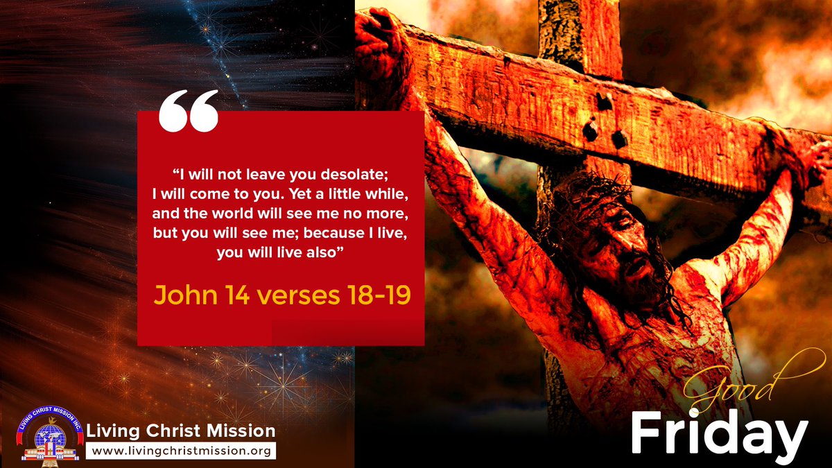 LivingChristLCM's tweet photo. The wounds, the scourge, the shame, the stripes, the tears, and the humiliation Christ suffered on the way to Calvary and on the Cross are the only plea for the remission of our sins.

Christ's death on the Cross of Calvary is the best gift ever to mankind.

#GoodFriday
#HolyWeek https://t.co/4trpKef031