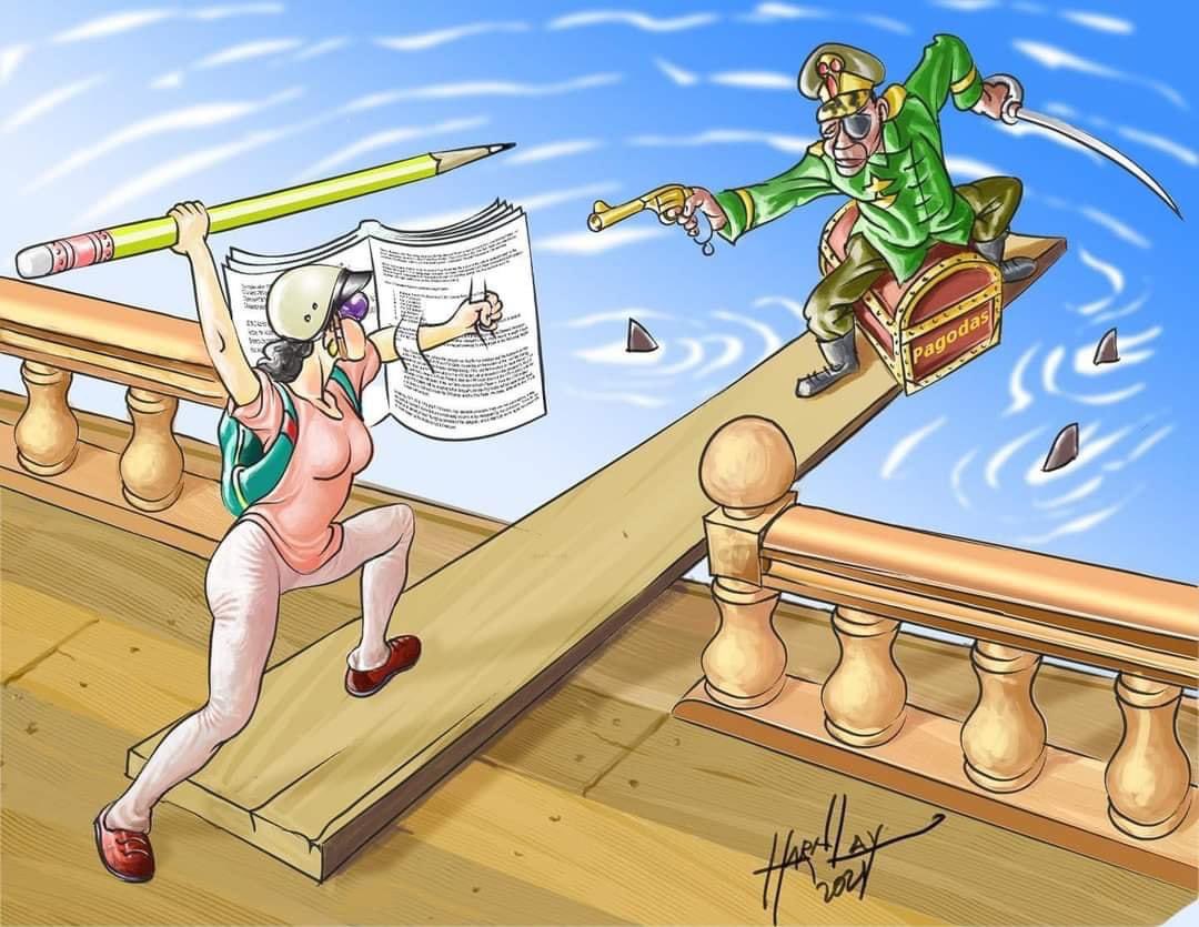 maytoekhine's tweet photo. No words needed when cartoons speak better about #WhatsHappeningInMyanmar. Credit to original creators. #Apr2Coup https://t.co/MrYCTrnv5u