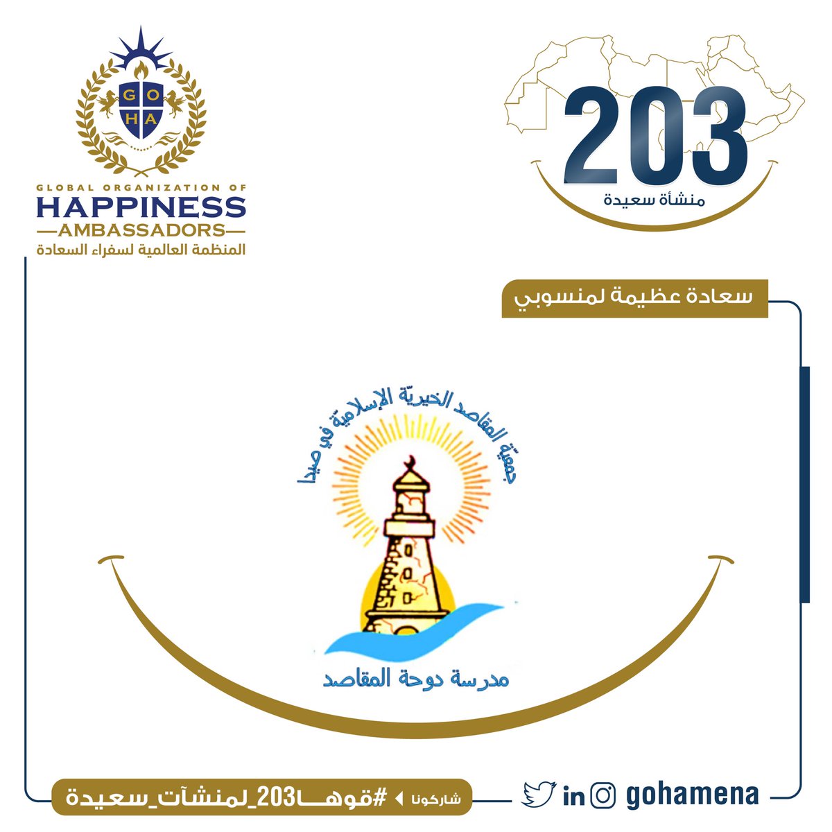 😃المنشأة رقم 8️⃣

نُقدّر ونُثمن حرص إدارة
🇱🇧 | مدرسة دوحة المقاصد
لتفاعلهم مع مبادرة #قوها203_لمنشآت_سعيدة

لإسعاد منسوبيهم وذلك لتحقيق #السعادة_المهنية 

#سعادة_عظيمة نرجوها لكم ومنسوبيكم
<a href="/makdawhaschool/">Makassed Dawha School</a>