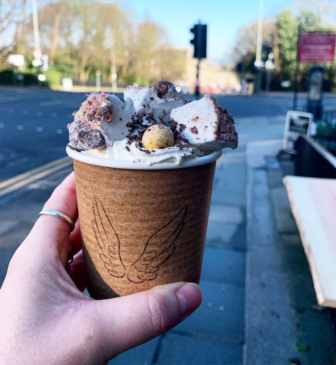 Today is a PERFECT day to enjoy our Easter hot chocolate. @edwardandirwyn classic hot chocolate with whipped cream &amp; homemade mini egg marshmallows 🤤 #hotchocolate #supportsmallbusiness #easterweekend #homemade #edineats #supportlocal #supportindependent