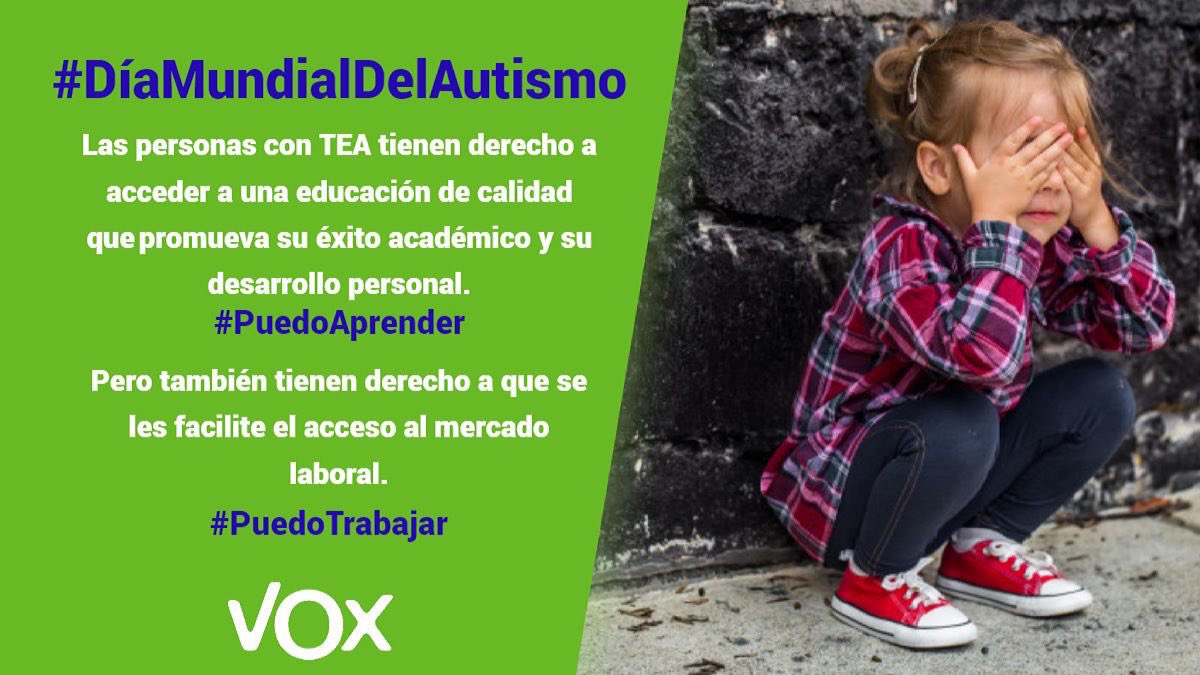 Vox_Almeria's tweet photo. Hoy abanderamos el color azul en homenaje a las personas con trastorno de espectro autista y sus familiares. 

Para VOX las personas👶👧👦👨👩‍🦰👩‍🦳👴 son nuestra prioridad y luchamos día a día por su integración.

#DíaMundialDelAutismo https://t.co/DdMoc9tFiX